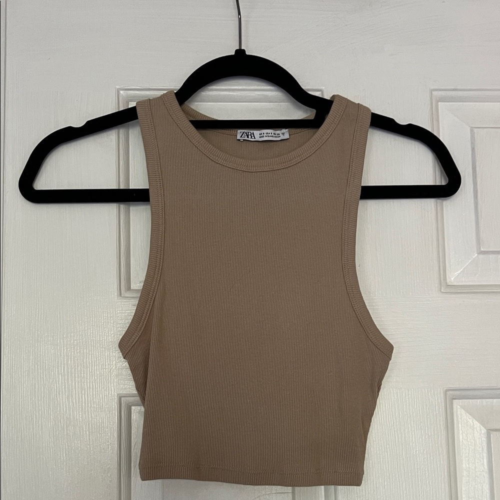 Tan Zara cropped tank